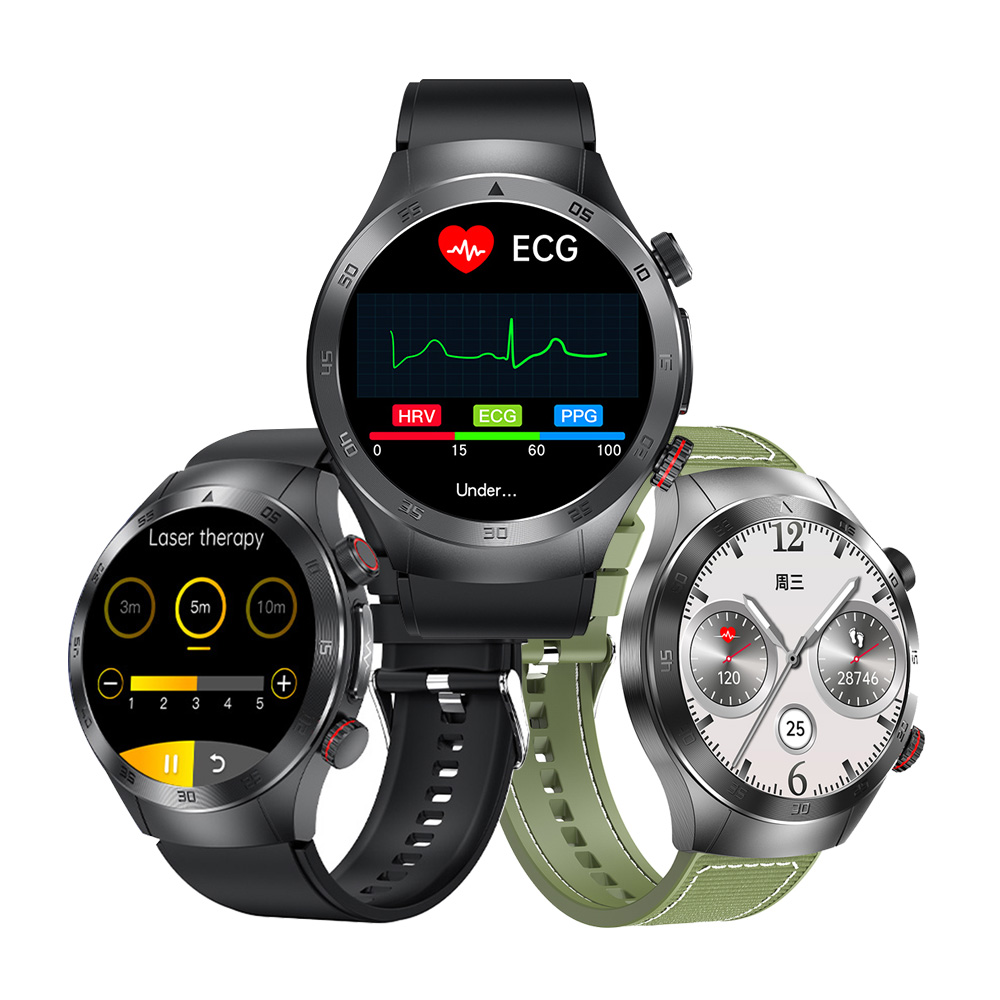 E800---Vanssa BT SOS emergency call phone talking sport sleep temp HRV ECG laser health therapy E800 smart watch smartwatch E800