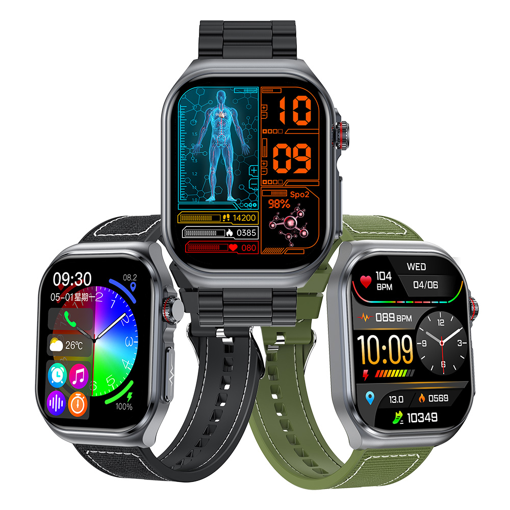 ET585---2.04 inch AMOLED screen NFC BT SOS emergency call phone talking ET585 smartwatch sleep ECG health monitoring smart watch ET585