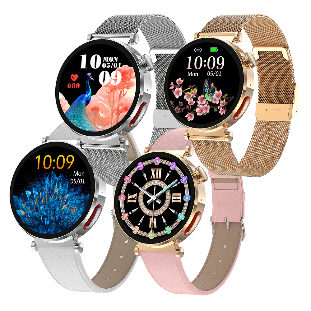 ET490---ET490 stainless steel smartwatch Female luxury fashion style women health care ECG SOS emergency BT call smart watch