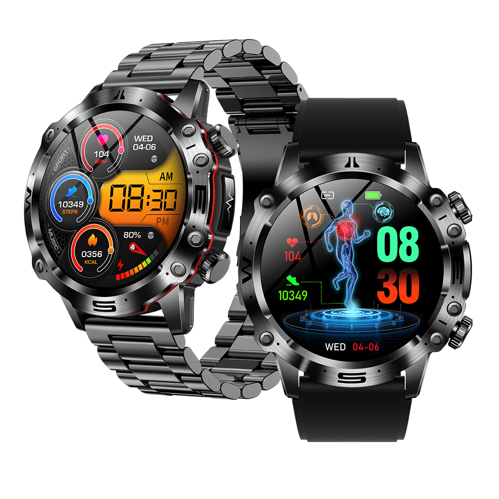 ET482---1.43 inch AMOLED Outdoor sports style BT SOS call phone ECG non-invasive Blood monitoring ET482 health care smart watch ET482