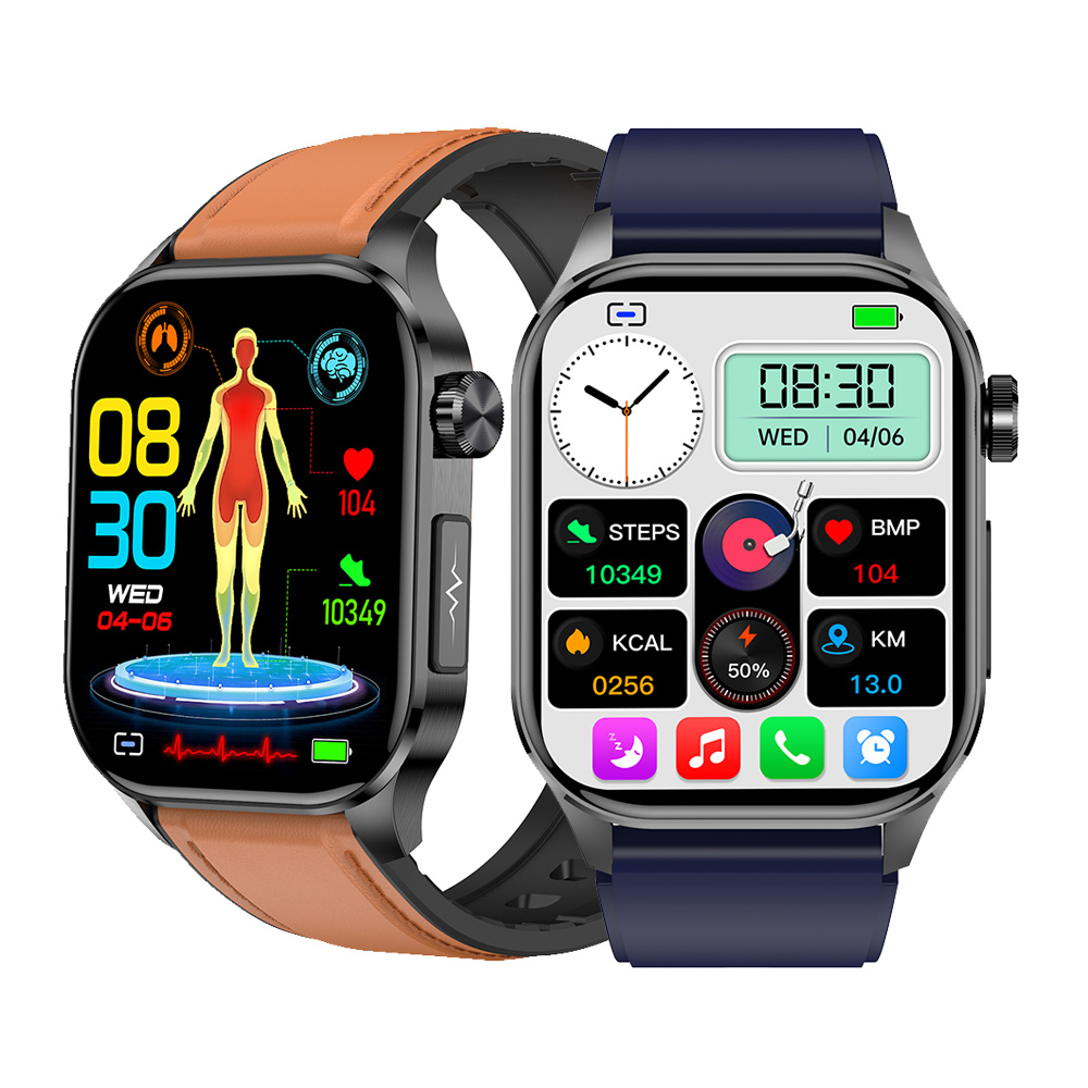 ET580---2.04 inch AMOLED screen 380mAh BT SOS call phone ECG Blood composition measure health care ET580 smartwatch smart watch ET580
