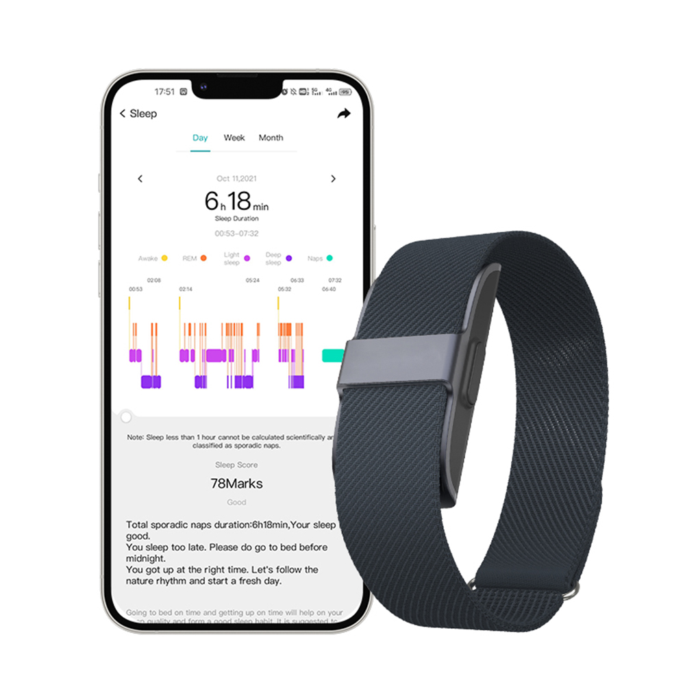 2208A--- nylon wearable wristband Screenless Bracelet body temperature Health vital signs monitoring smart bracelet watch band