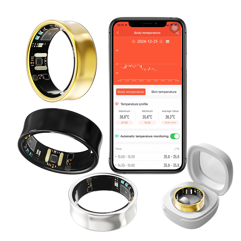 R02-2 ---Vanssa Smartring Factory R02-2 Chipset NRF52840 Heart Rate Sensor Ti4403 Accurate Temperature Health Monitoring Smart Ring R02